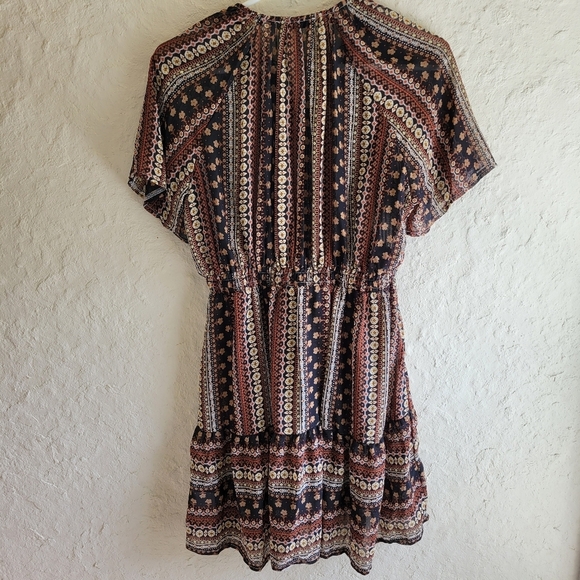 Shein Geo and Striped Print A-Line Dress Tribal Boho - Picture 7 of 11